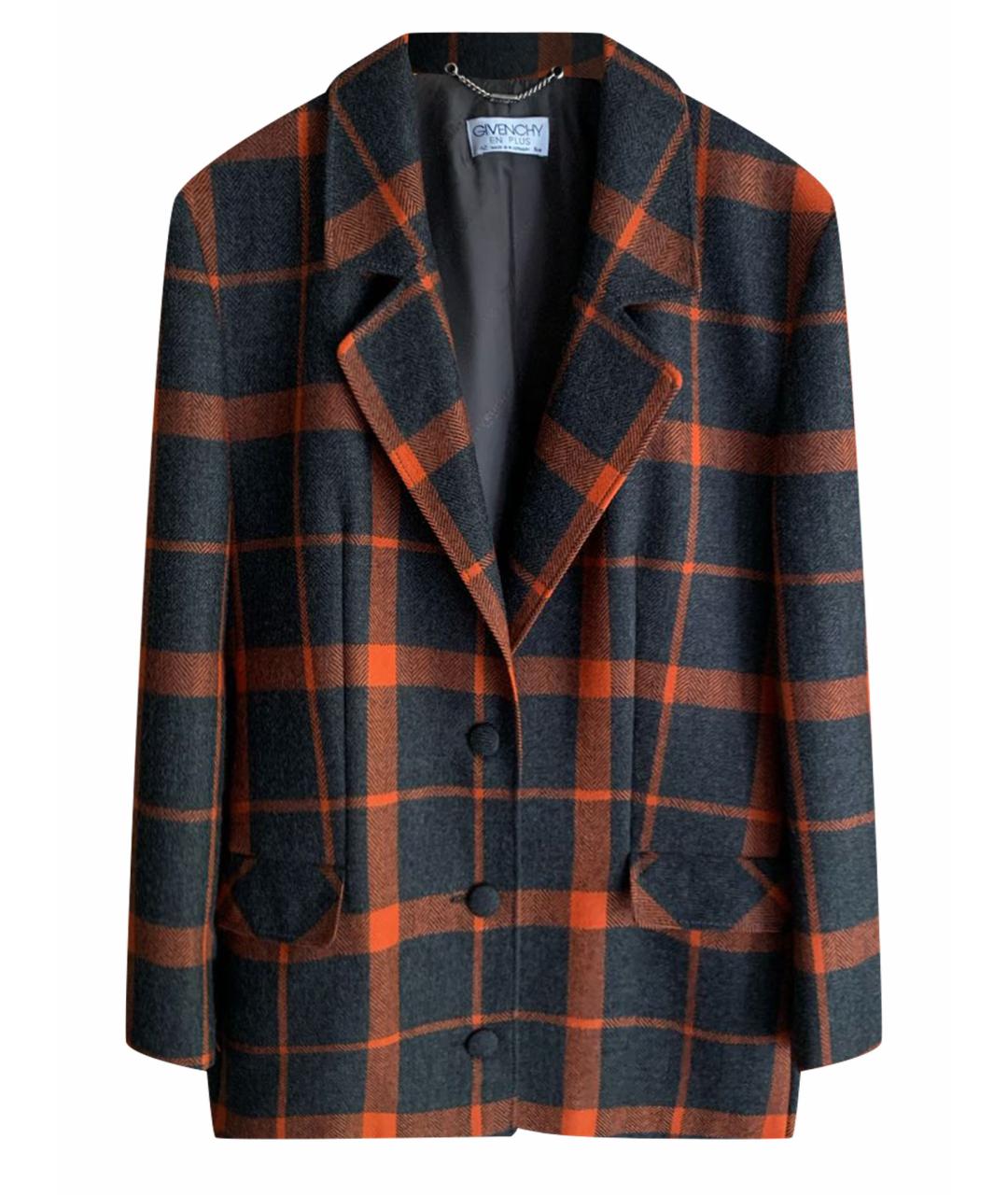 GIVENCHY VINTAGE Антрацитовый шерстяной жакет/пиджак, фото 1
