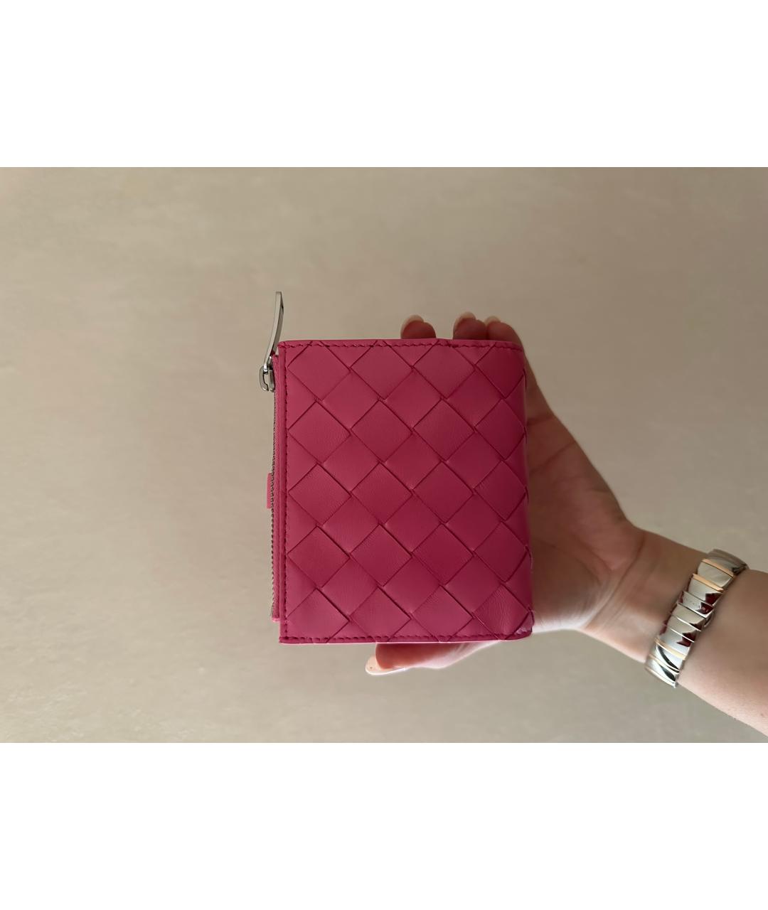 BOTTEGA VENETA Розовый кожаный кошелек, фото 2