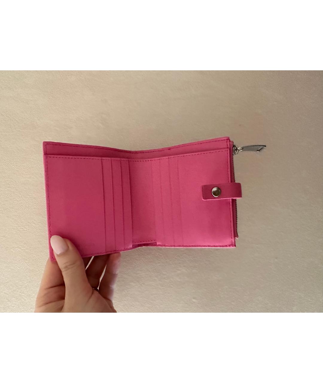 BOTTEGA VENETA Розовый кожаный кошелек, фото 5