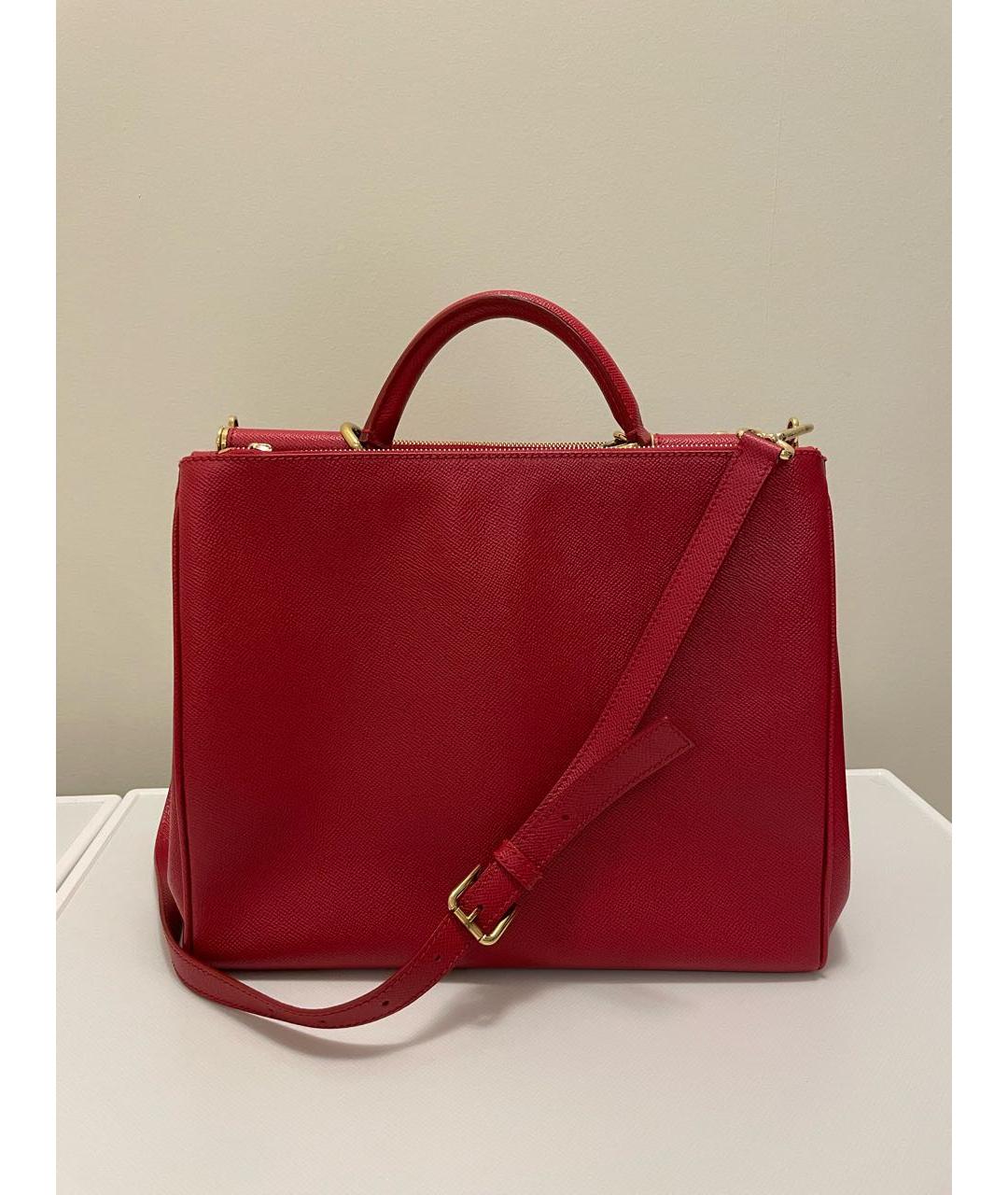 DOLCE&GABBANA Красная кожаная сумка с короткими ручками, фото 3