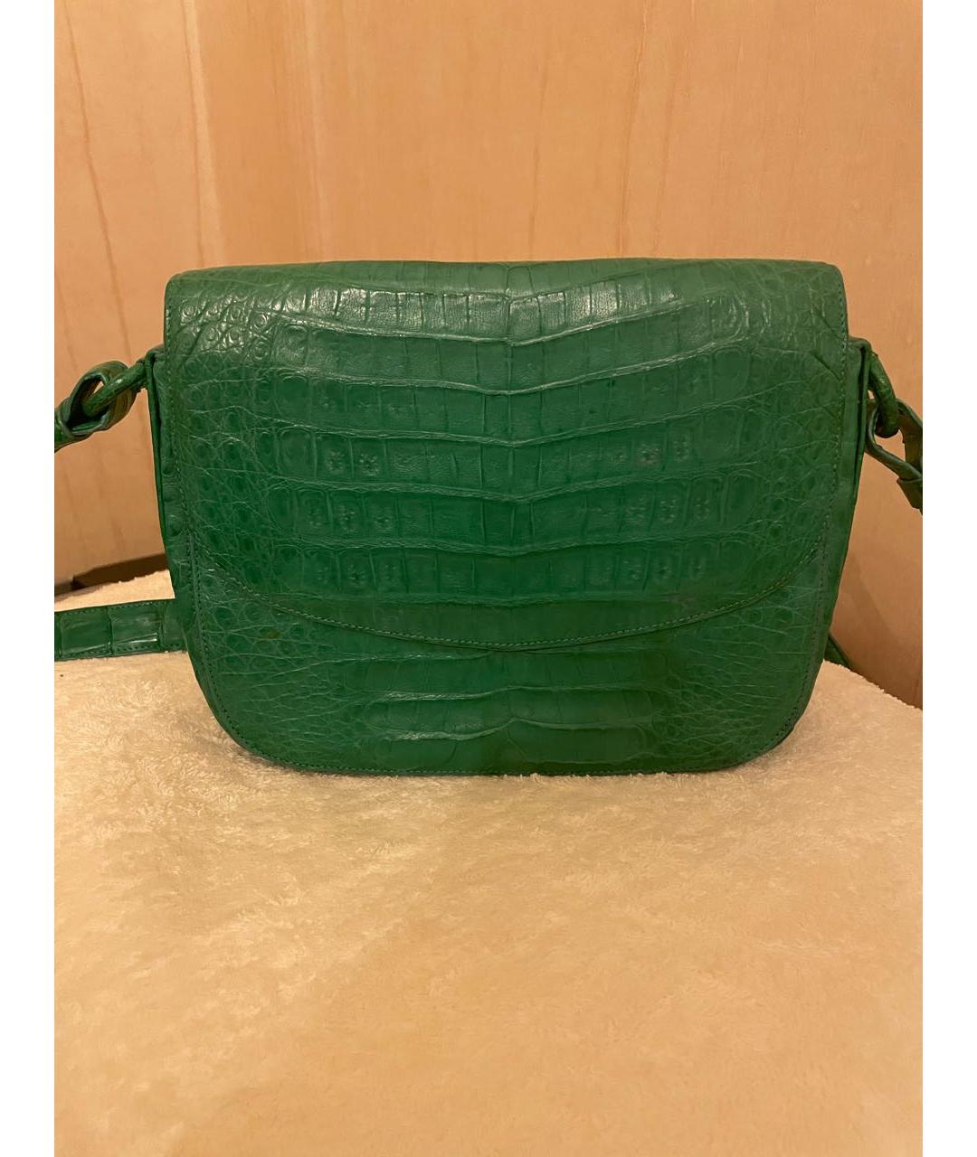 NANCY GONZALEZ Зеленая сумка через плечо из экзотической кожи, фото 3