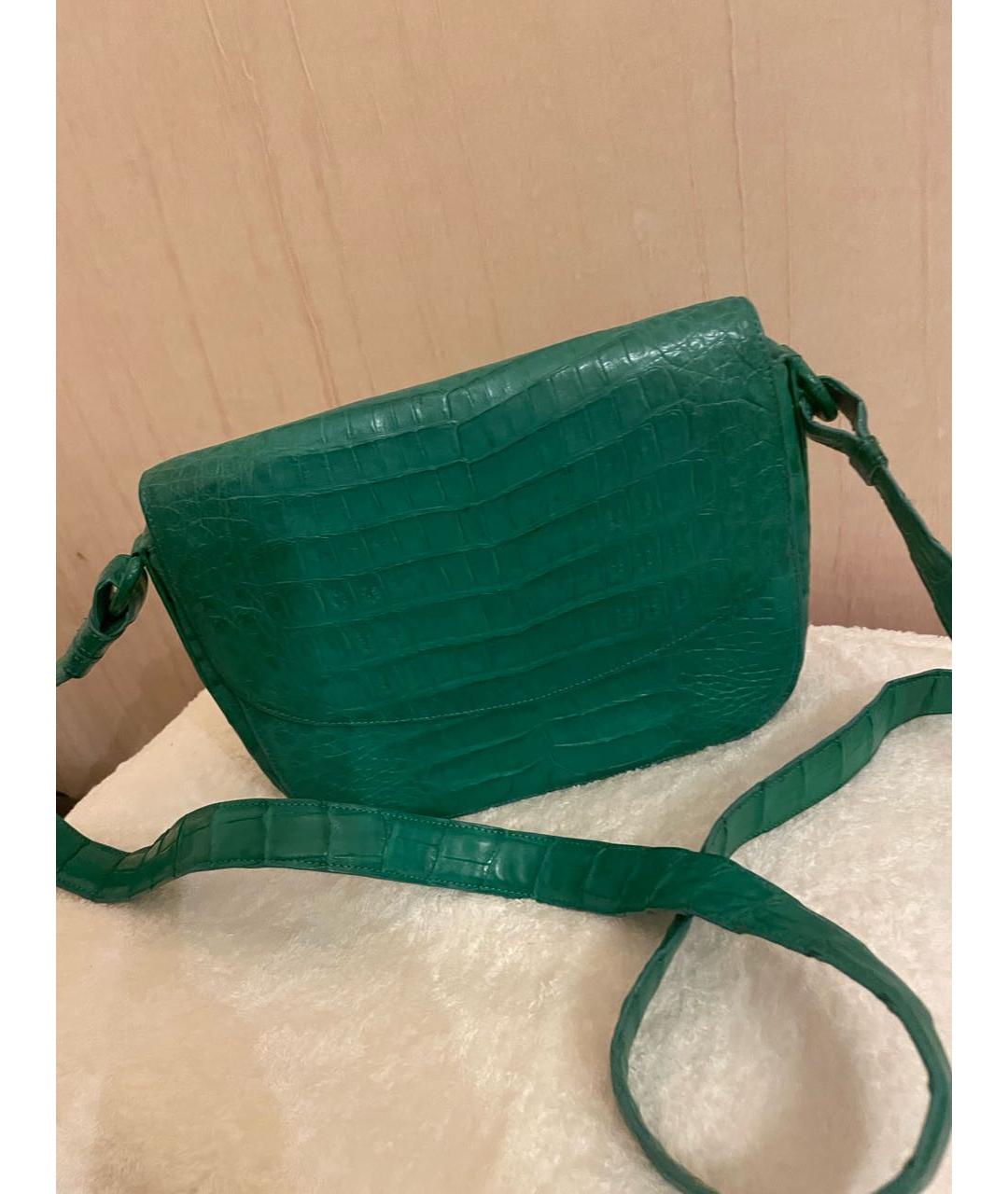 NANCY GONZALEZ Зеленая сумка через плечо из экзотической кожи, фото 6