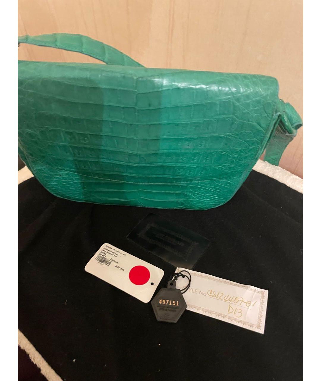 NANCY GONZALEZ Зеленая сумка через плечо из экзотической кожи, фото 4