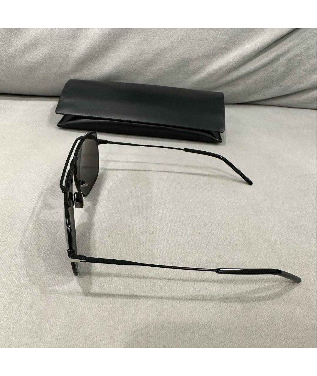 SAINT LAURENT Черные металлические солнцезащитные очки, фото 3
