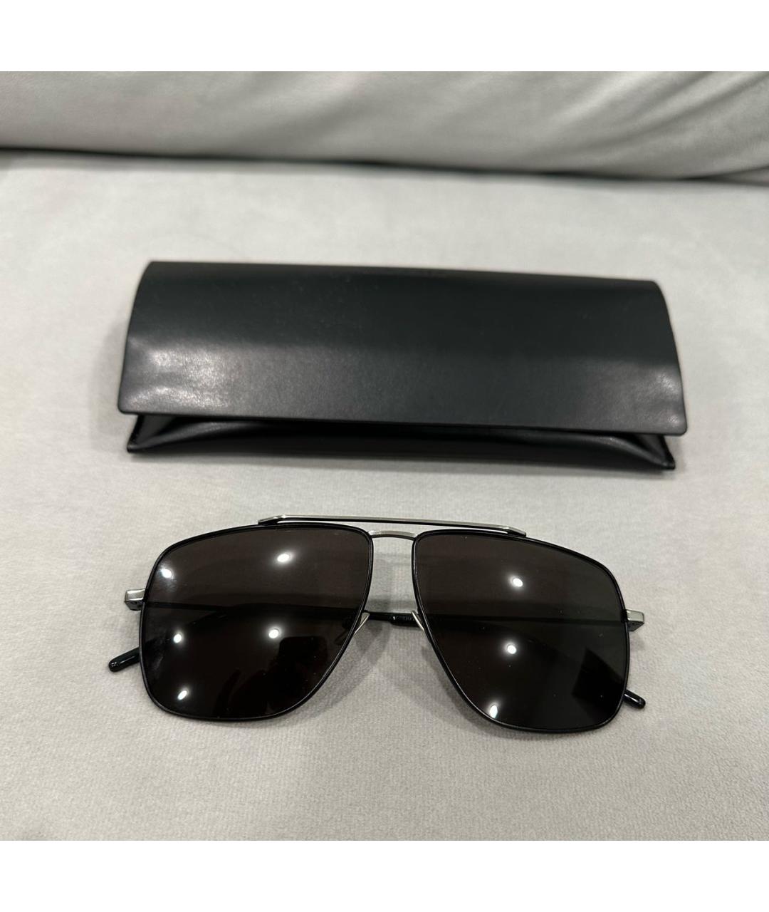 SAINT LAURENT Черные металлические солнцезащитные очки, фото 4
