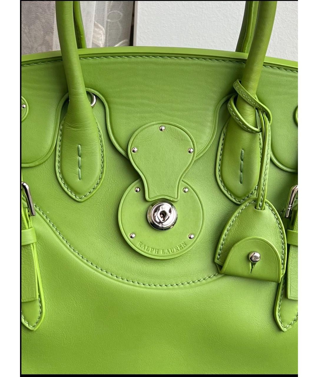 RALPH LAUREN Зеленая кожаная сумка с короткими ручками, фото 2