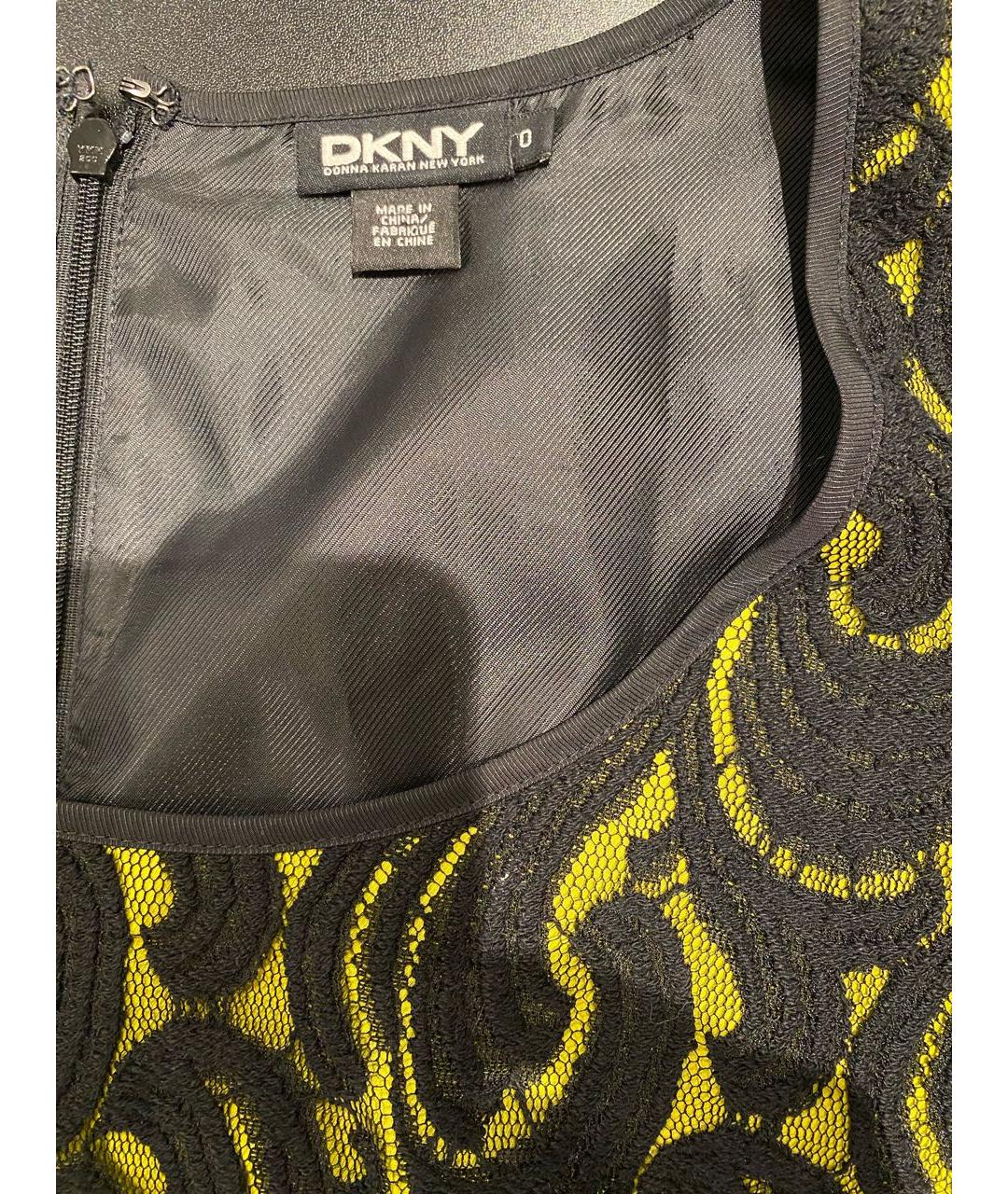 DKNY Желтое кружевное коктейльное платье, фото 4