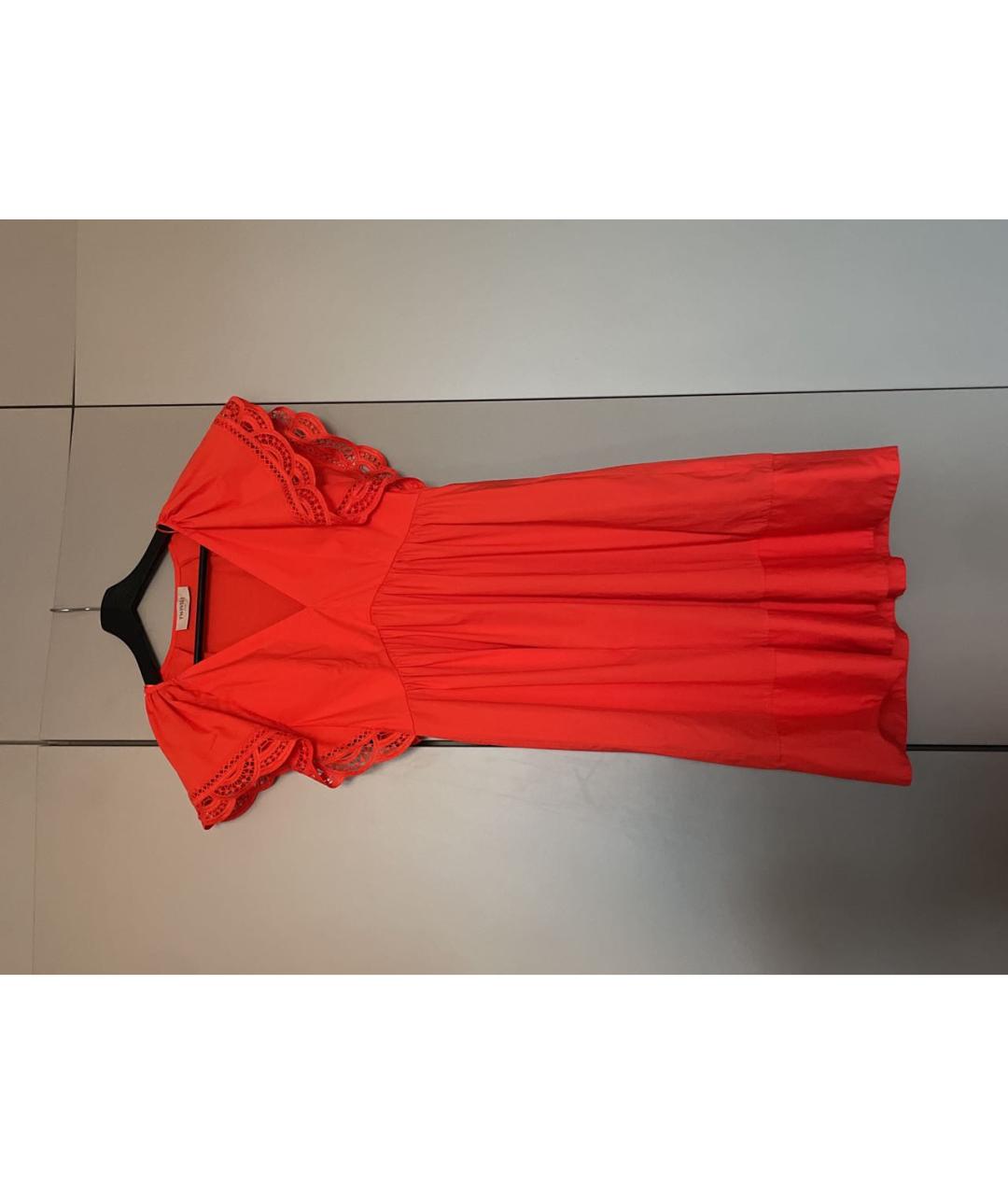 TWIN-SET Оранжевое хлопковое повседневное платье, фото 8