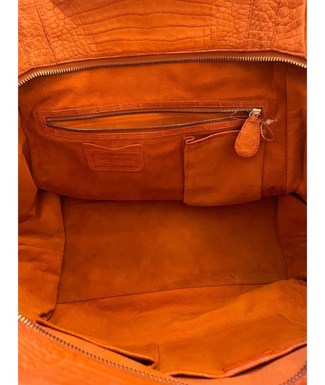 NANCY GONZALEZ Оранжевая сумка с короткими ручками из экзотической кожи, фото 6