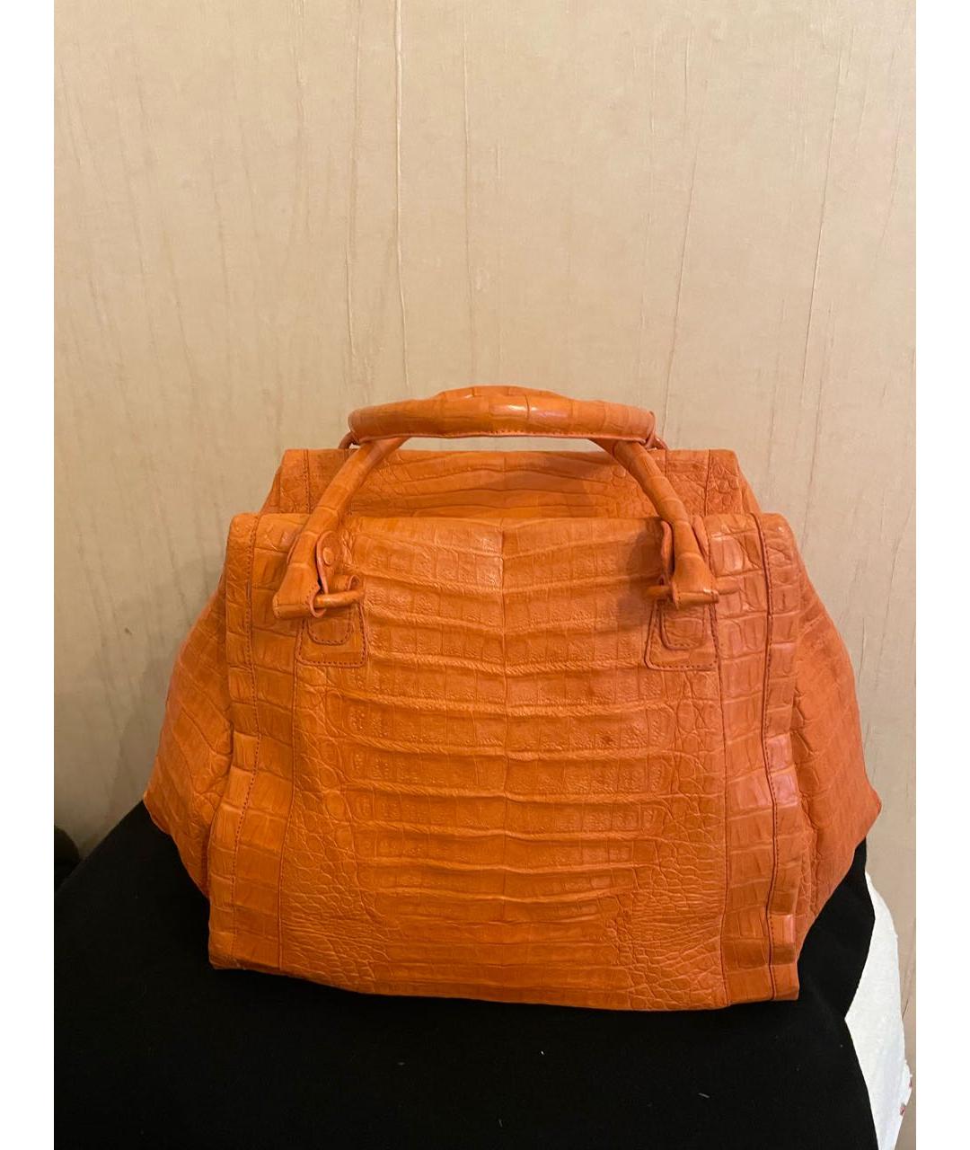 NANCY GONZALEZ Оранжевая сумка с короткими ручками из экзотической кожи, фото 2