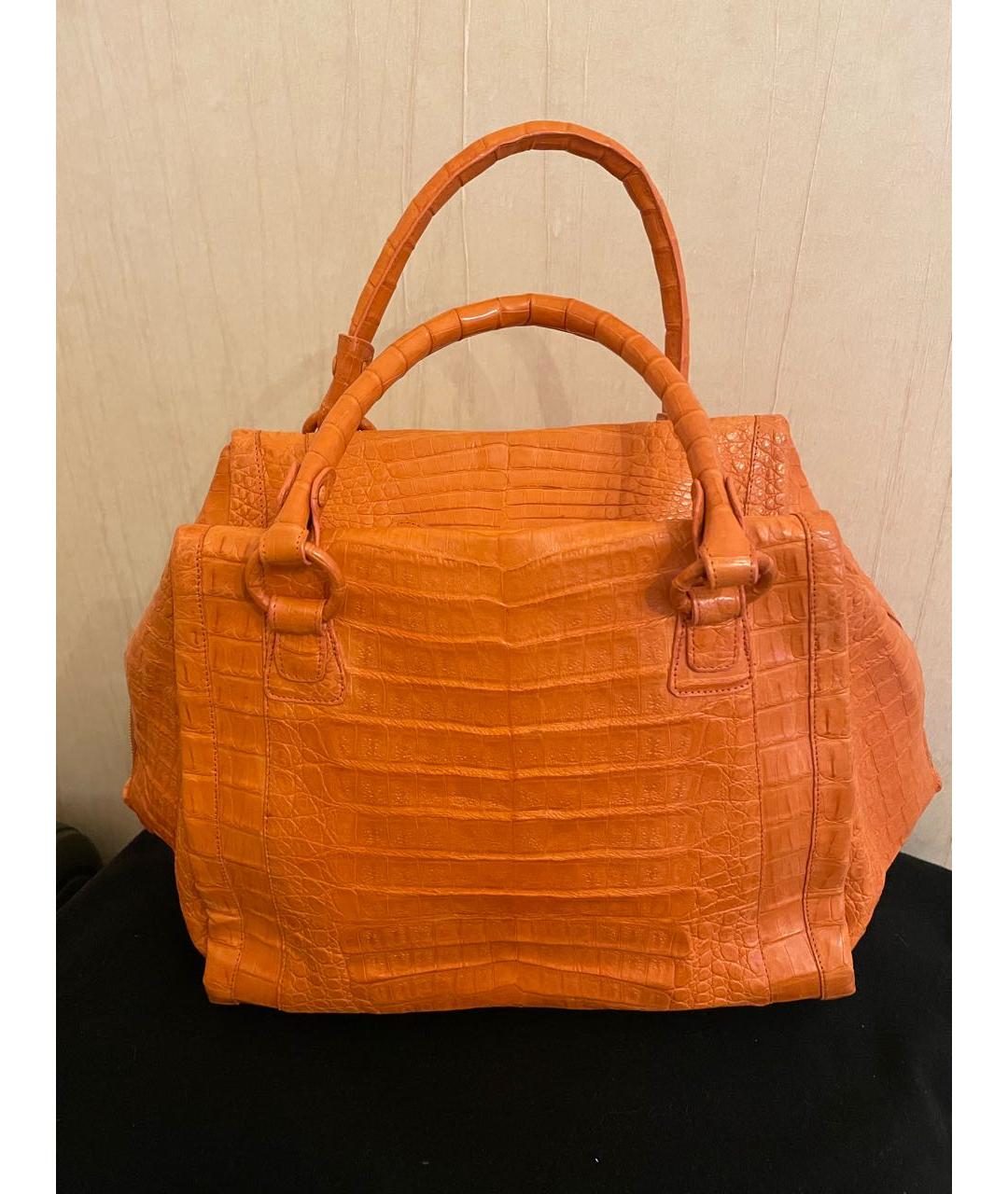 NANCY GONZALEZ Оранжевая сумка с короткими ручками из экзотической кожи, фото 3