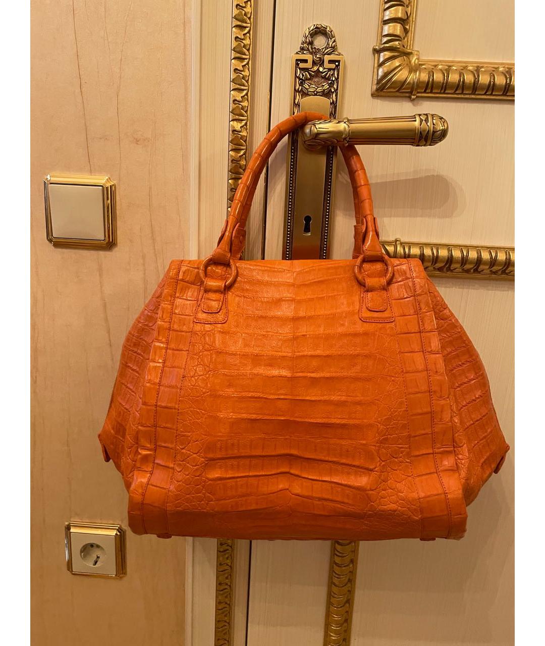 NANCY GONZALEZ Оранжевая сумка с короткими ручками из экзотической кожи, фото 8