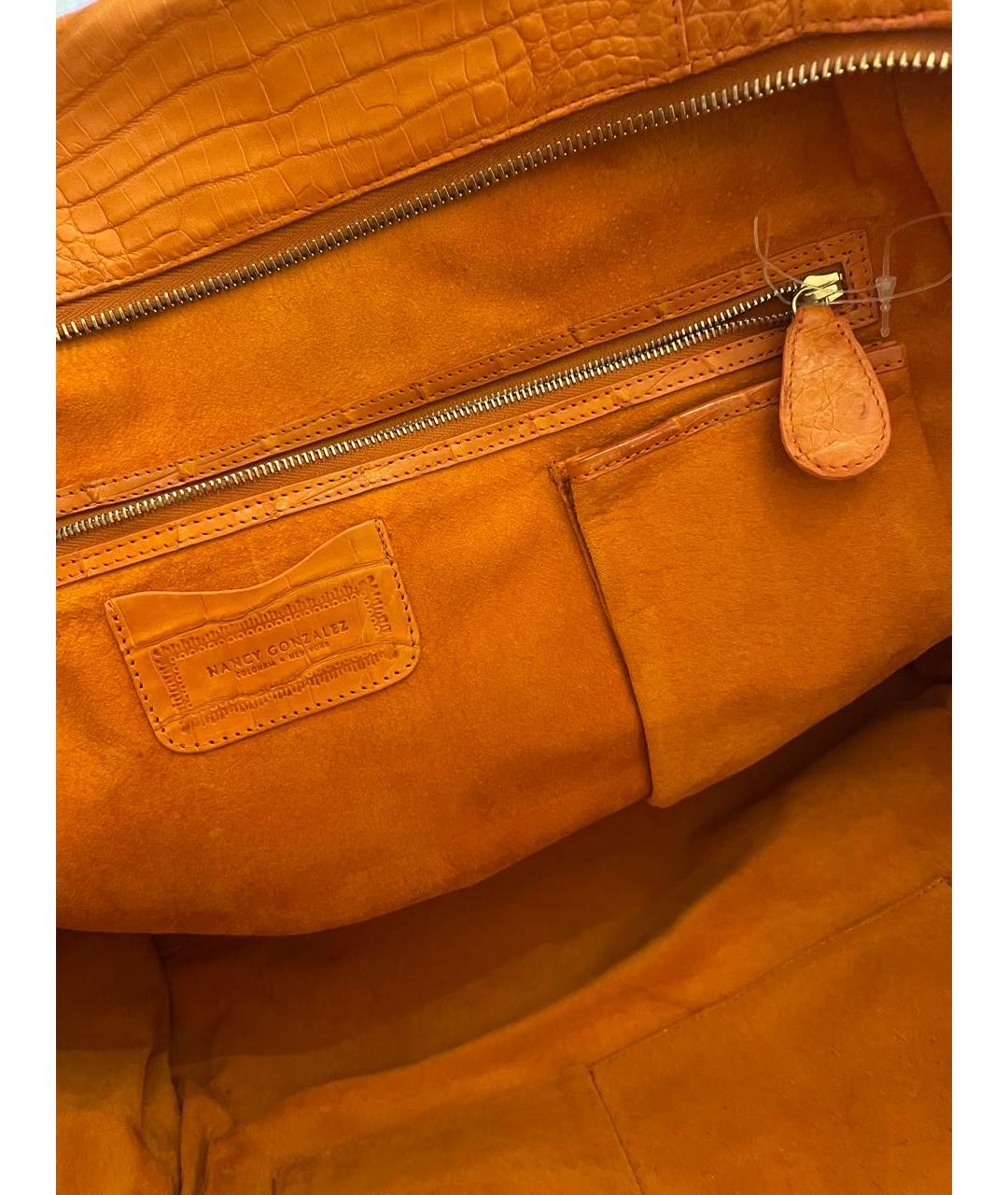 NANCY GONZALEZ Оранжевая сумка с короткими ручками из экзотической кожи, фото 7