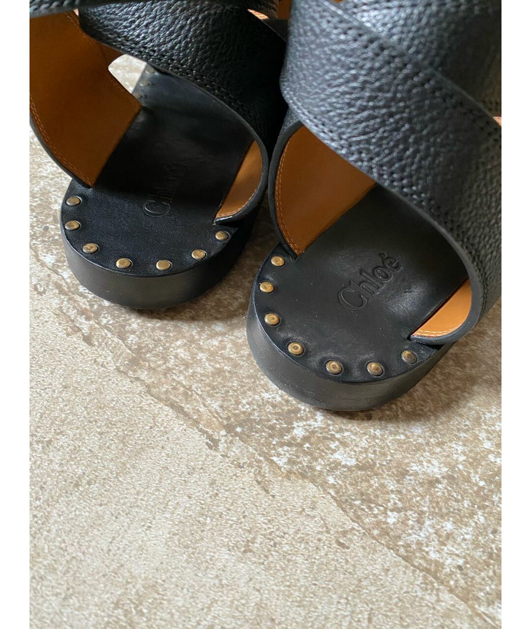 CHLOE Черные кожаные сандалии, фото 3