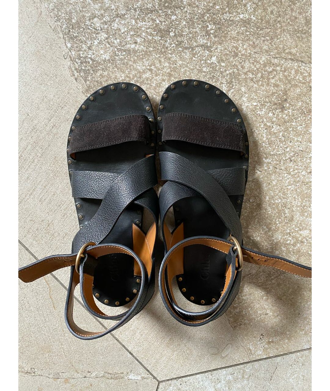 CHLOE Черные кожаные сандалии, фото 5
