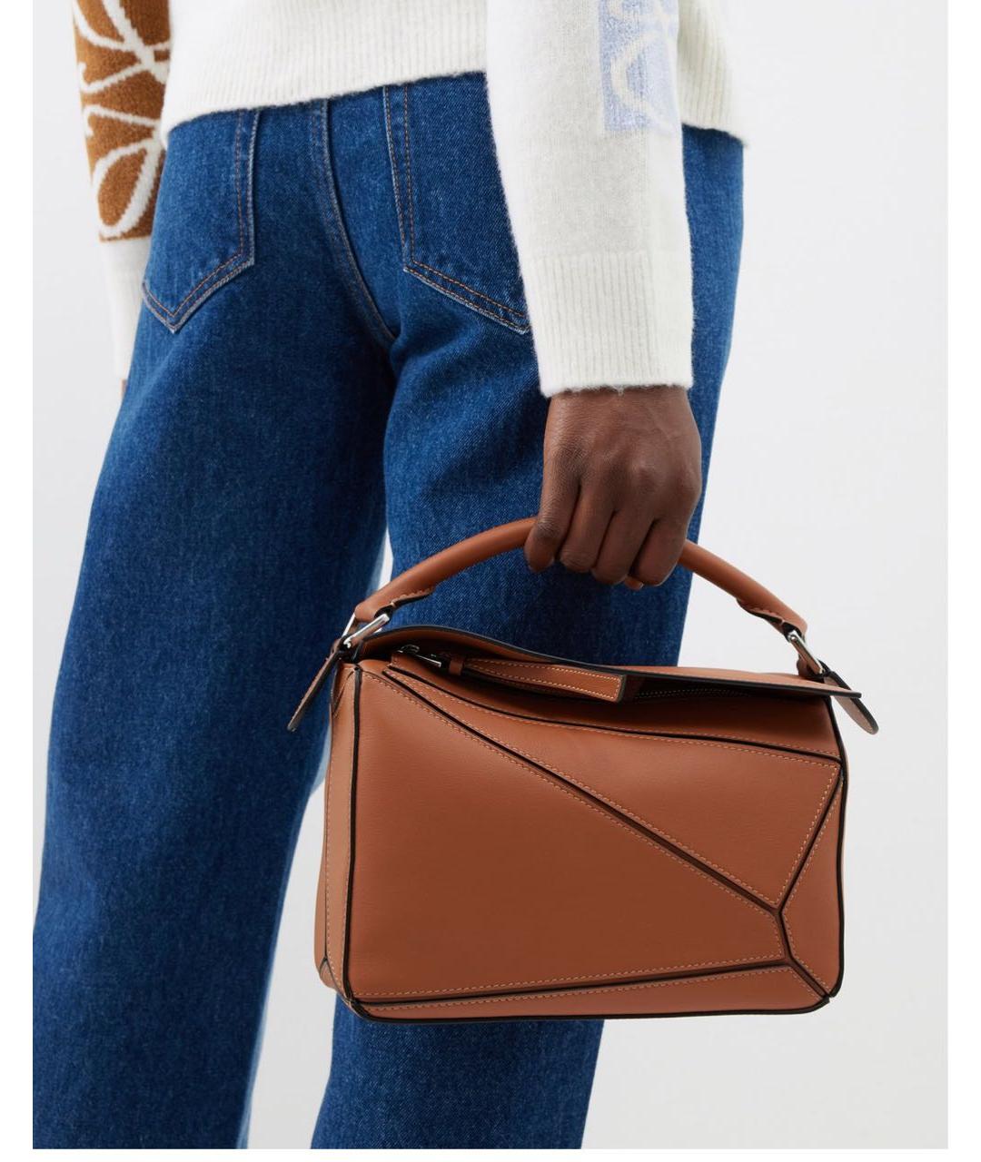 LOEWE Коричневая кожаная сумка через плечо, фото 2
