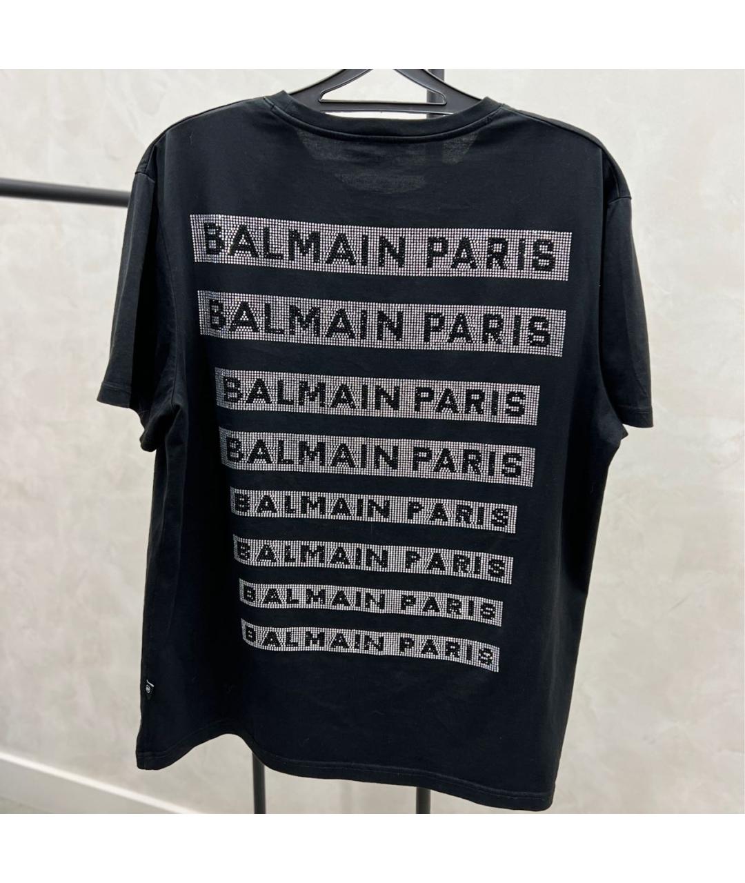 BALMAIN Черная хлопковая футболка, фото 2