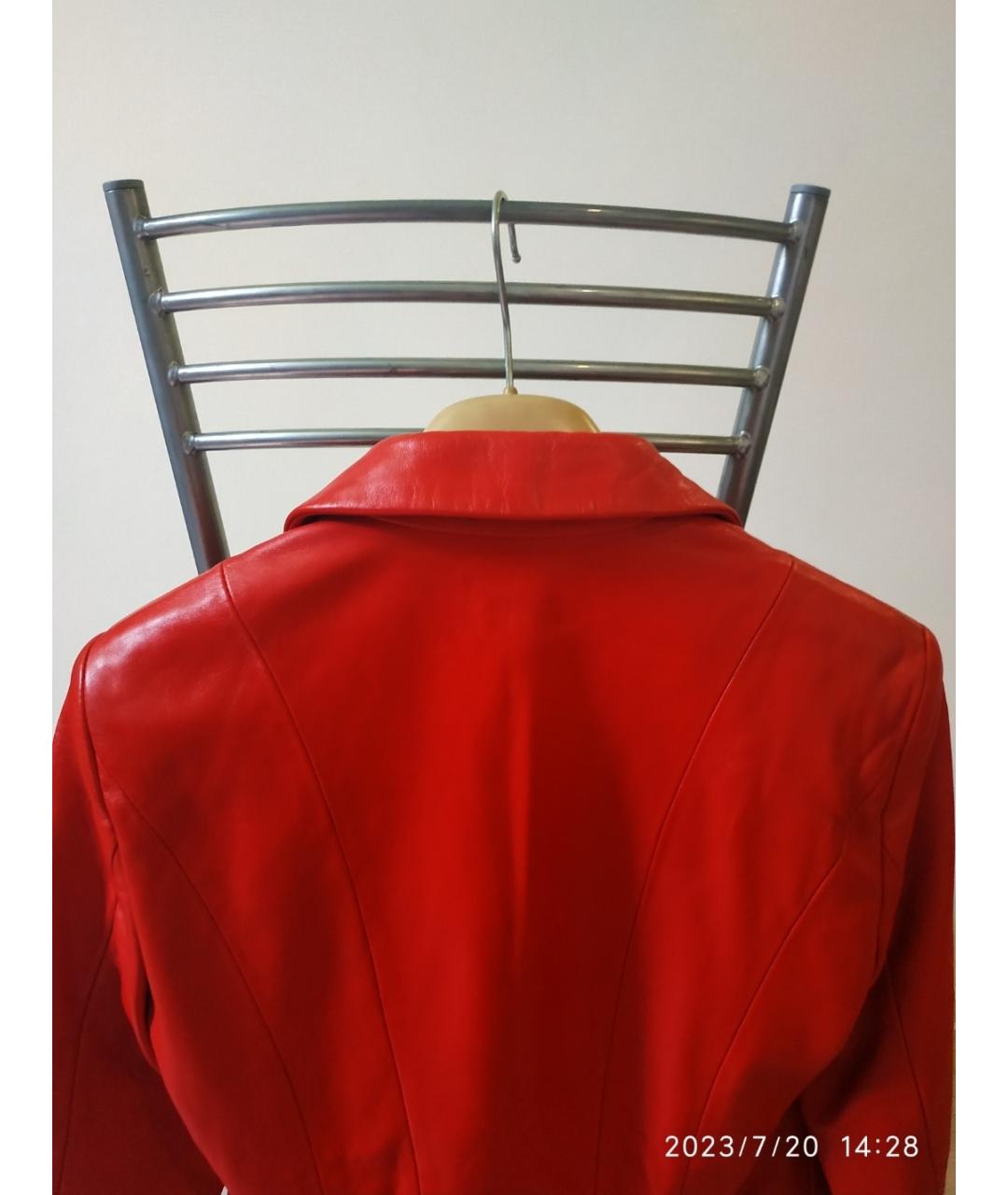 MUGLER Красная кожаная куртка, фото 3