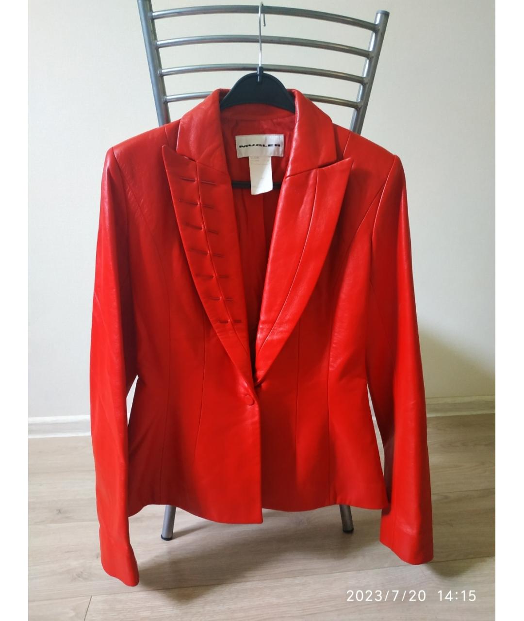 MUGLER Красная кожаная куртка, фото 5