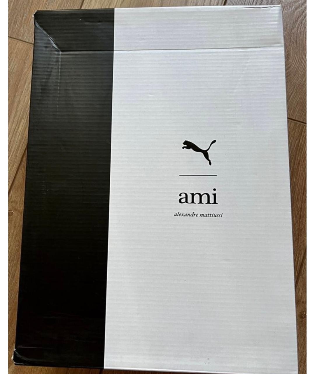 AMI Бежевые кожаные высокие кроссовки / кеды, фото 6