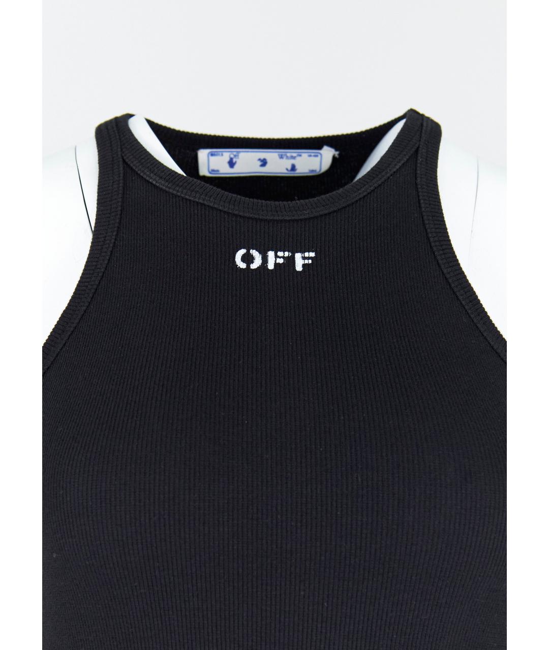 OFF-WHITE Черное хлопковое повседневное платье, фото 4