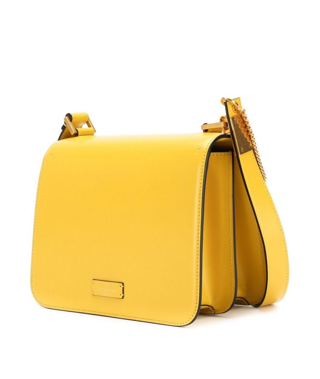 VALENTINO Желтая кожаная сумка через плечо, фото 3