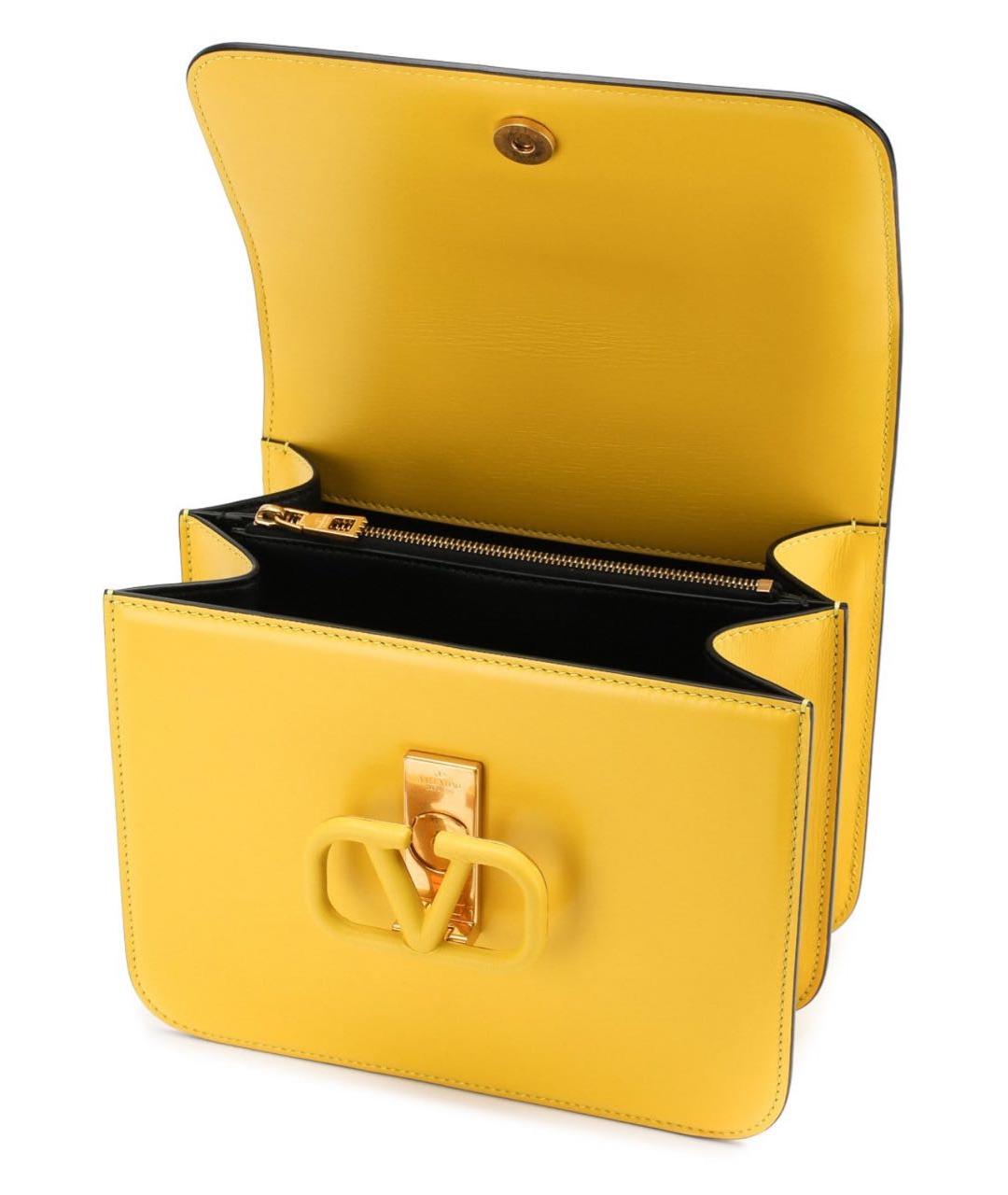 VALENTINO Желтая кожаная сумка через плечо, фото 2