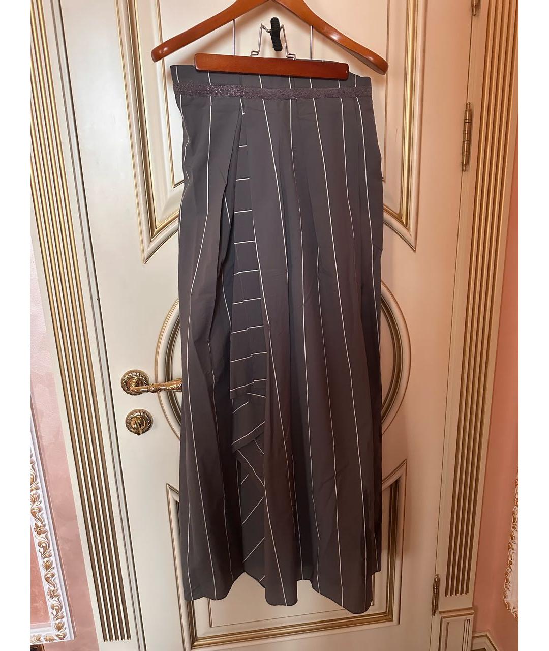 BRUNELLO CUCINELLI Антрацитовая хлопковая юбка макси, фото 6