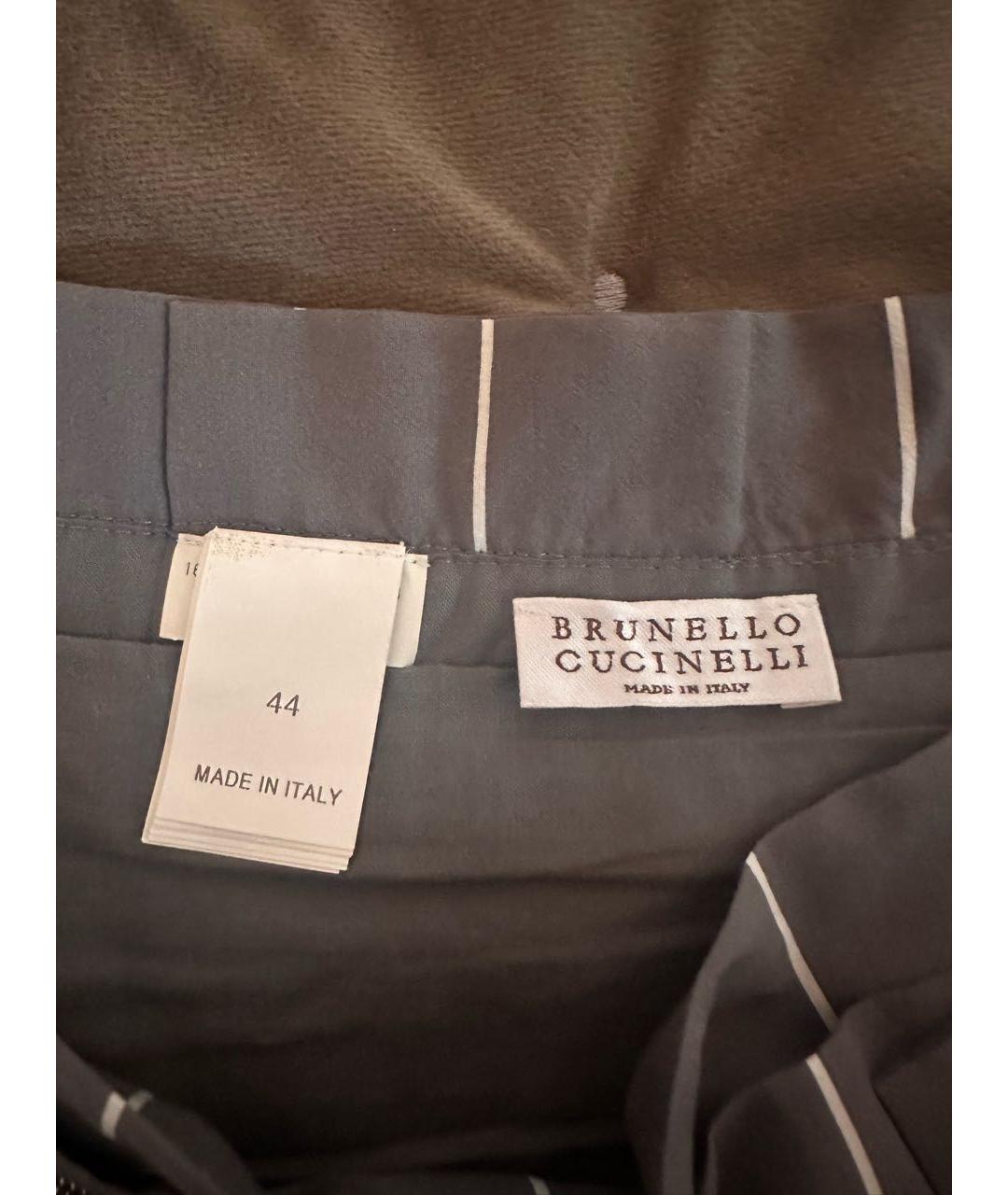 BRUNELLO CUCINELLI Антрацитовая хлопковая юбка макси, фото 5