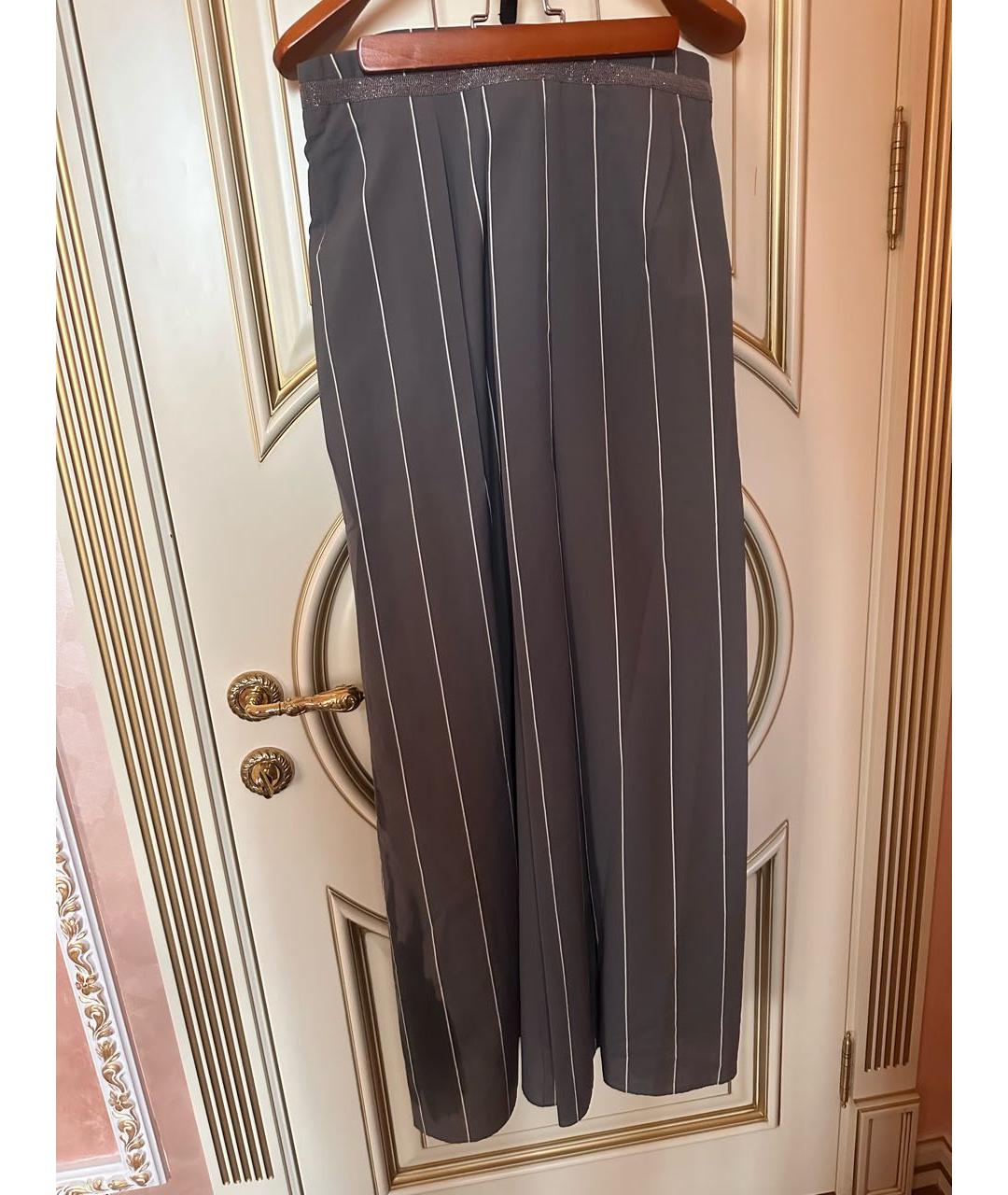 BRUNELLO CUCINELLI Антрацитовая хлопковая юбка макси, фото 3