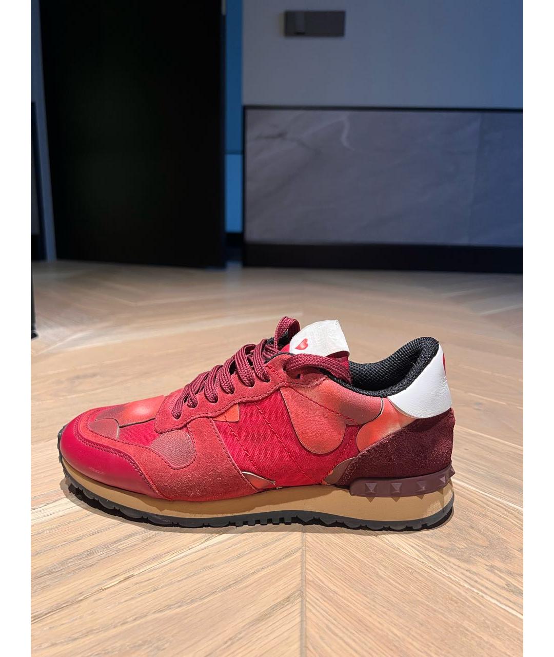 VALENTINO Бордовые замшевые кроссовки, фото 5