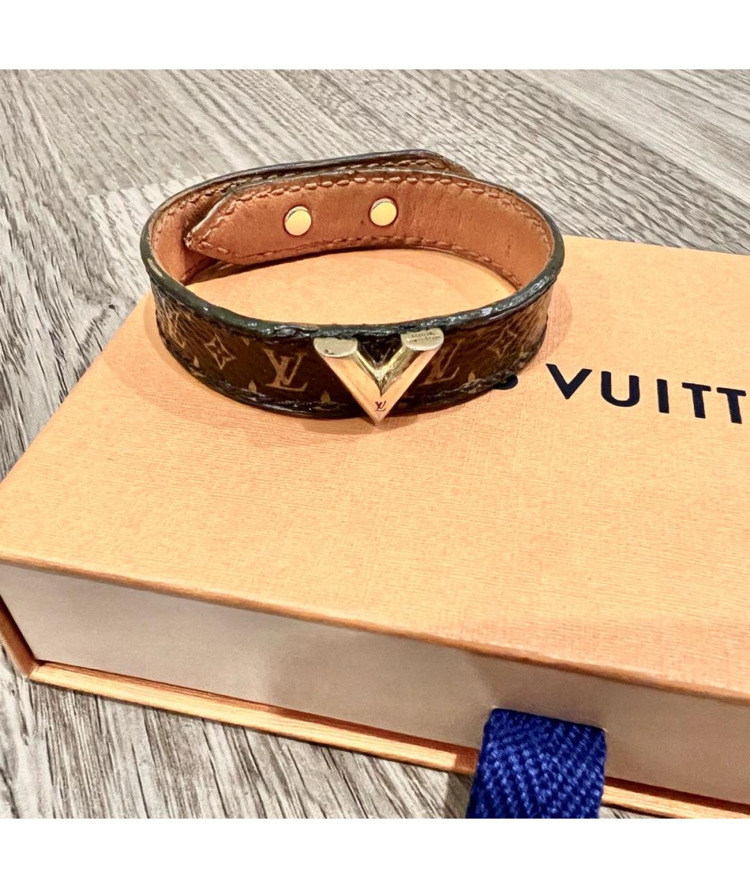 LOUIS VUITTON Коричневый кожаный браслет, фото 2