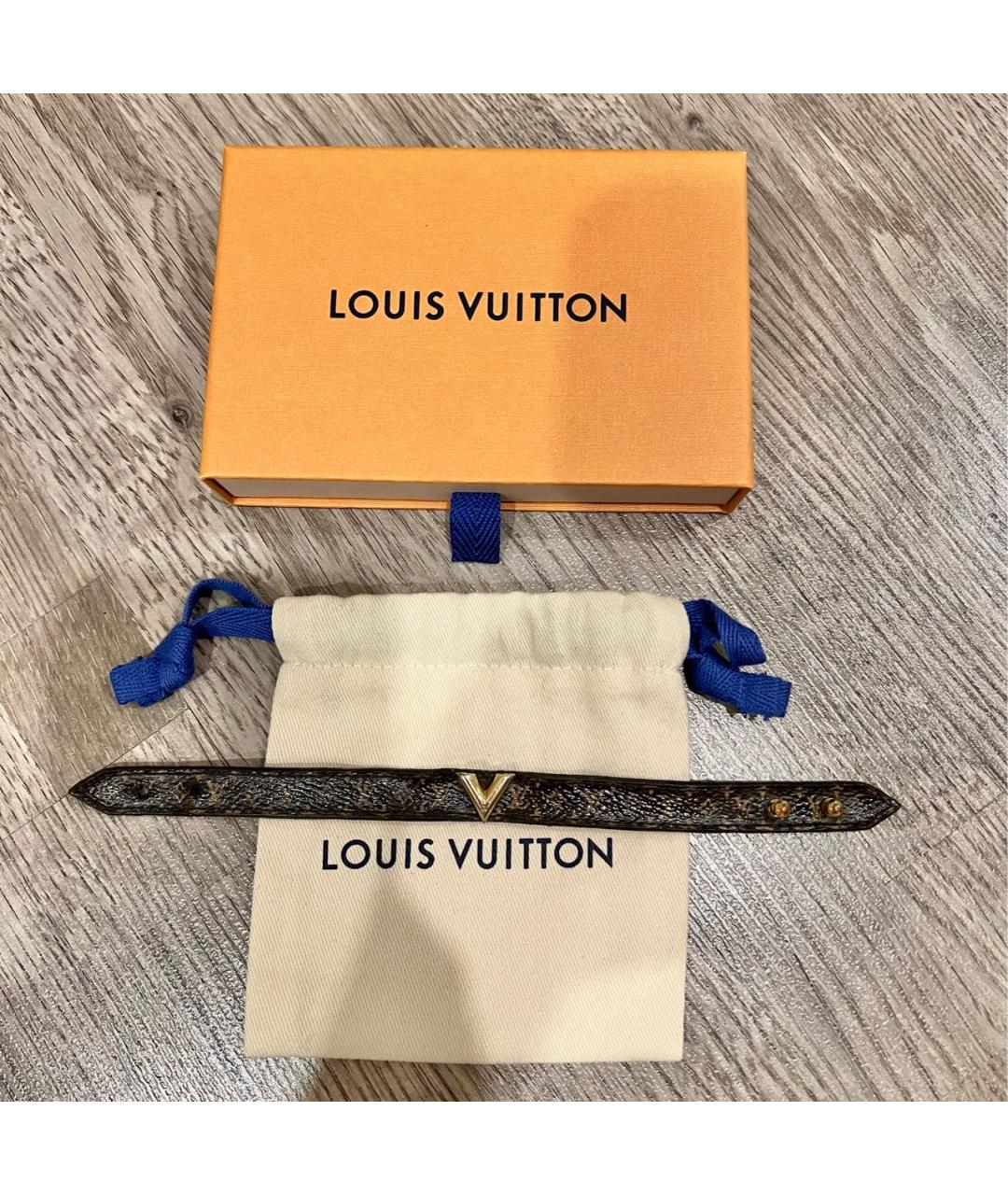 LOUIS VUITTON Коричневый кожаный браслет, фото 8