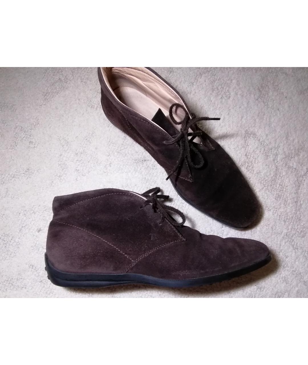 TOD'S Коричневые замшевые ботинки, фото 1
