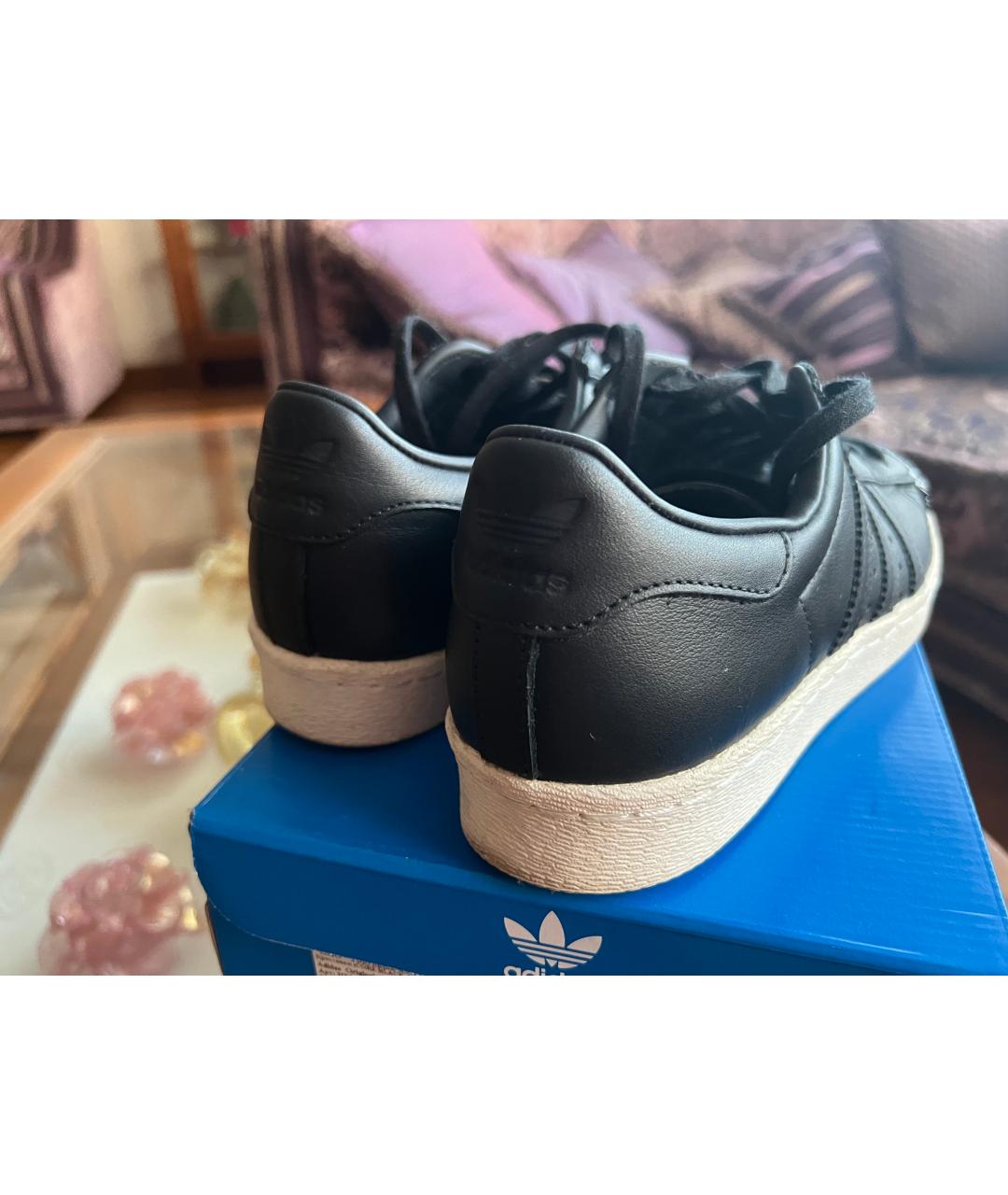 ADIDAS Черные кожаные кроссовки, фото 6