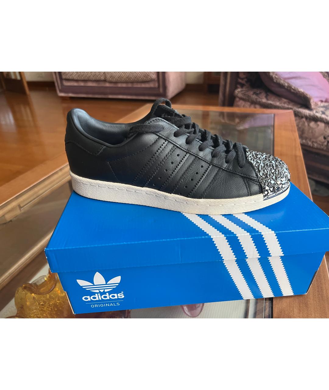 ADIDAS Черные кожаные кроссовки, фото 9