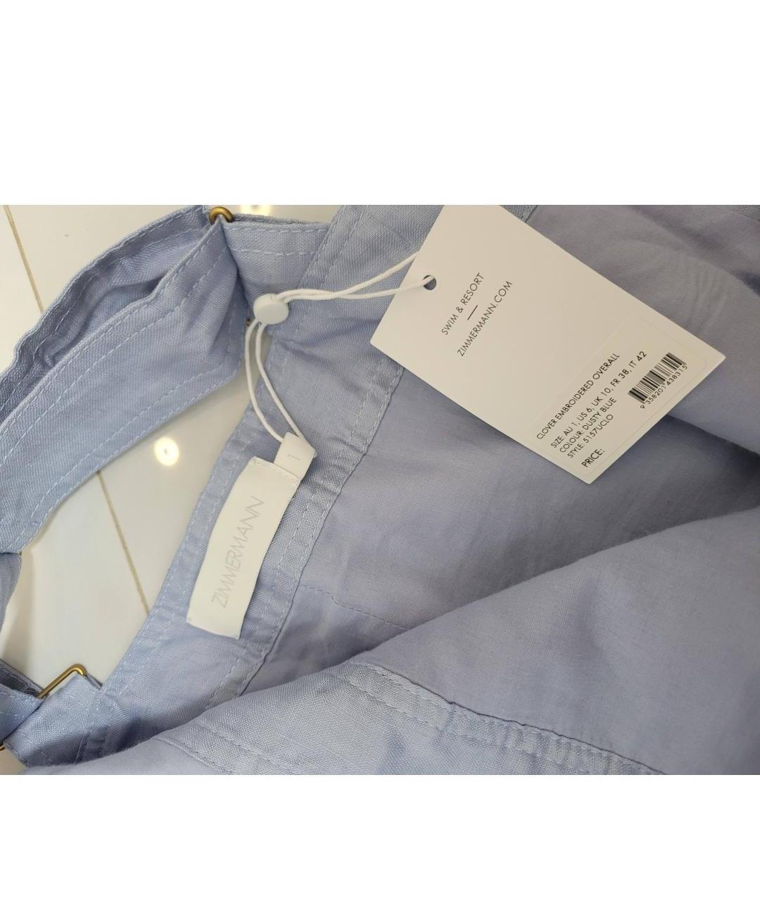 ZIMMERMANN Голубой льняной комбинезон, фото 3