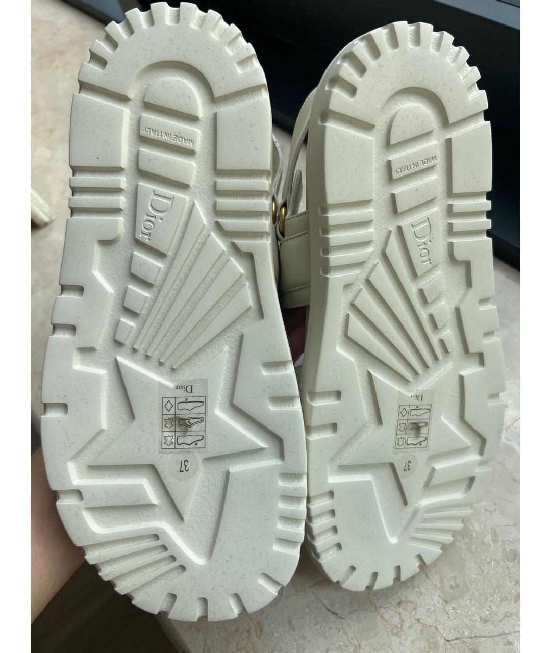 CHRISTIAN DIOR Белые кожаные сандалии, фото 4