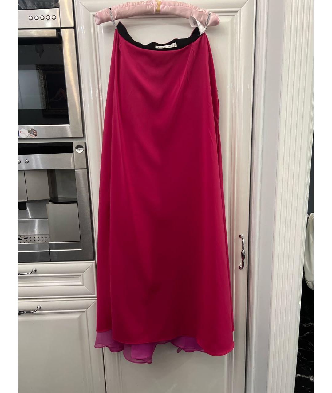 CHRISTIAN DIOR Фуксия шелковая юбка макси, фото 3