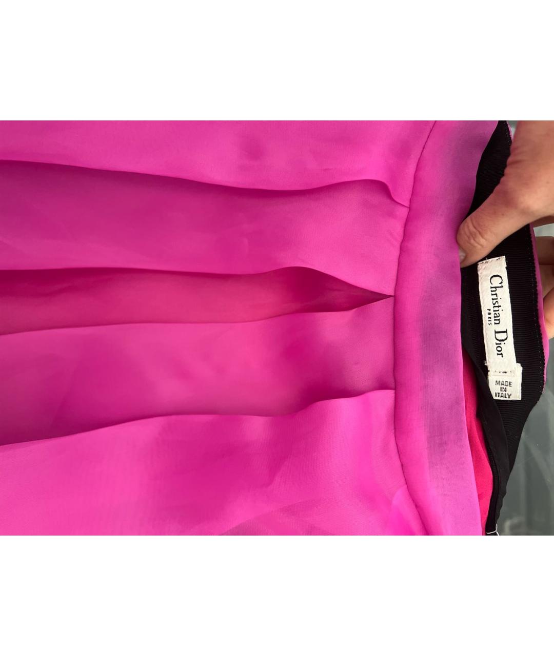 CHRISTIAN DIOR Фуксия шелковая юбка макси, фото 4