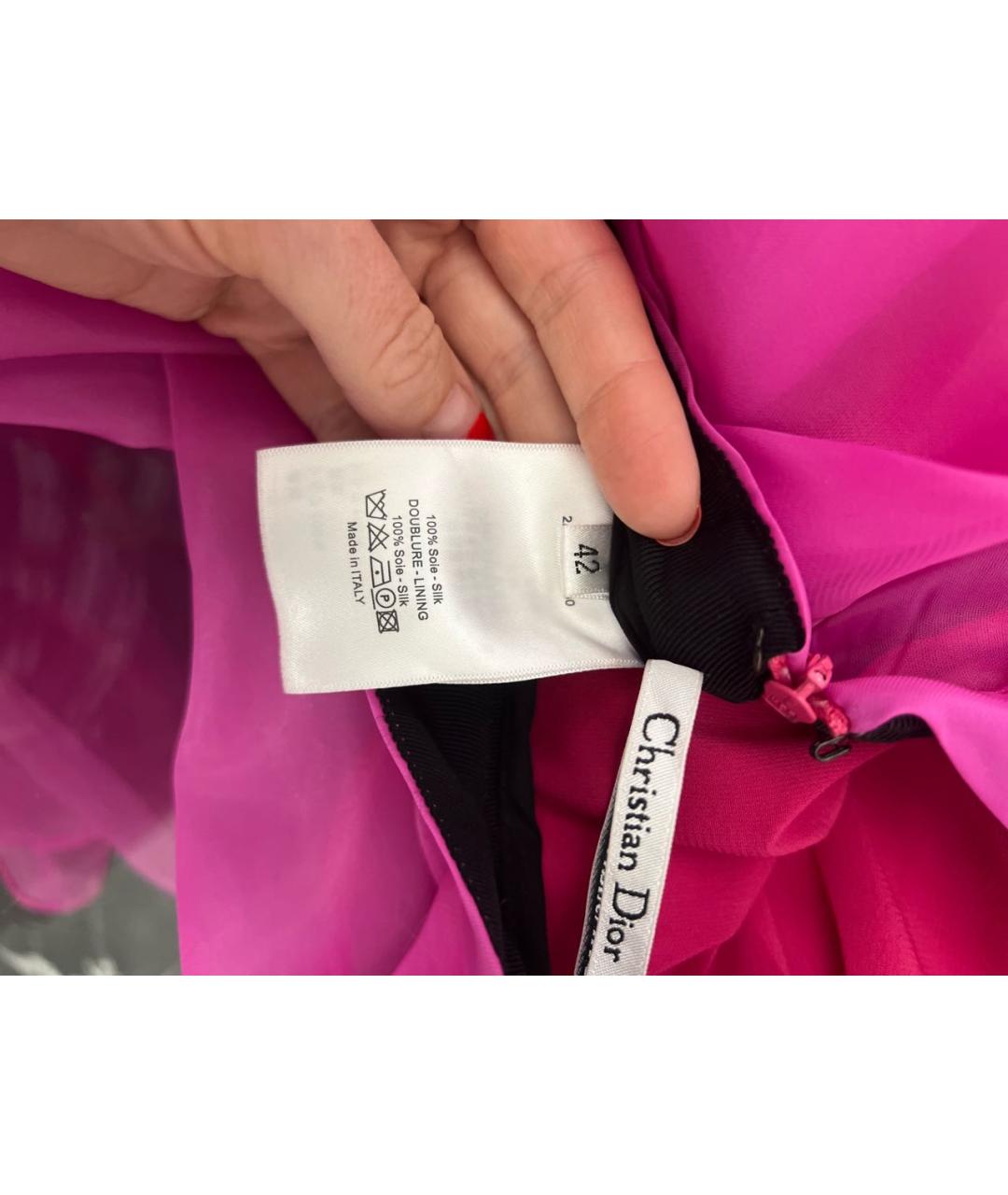 CHRISTIAN DIOR Фуксия шелковая юбка макси, фото 5
