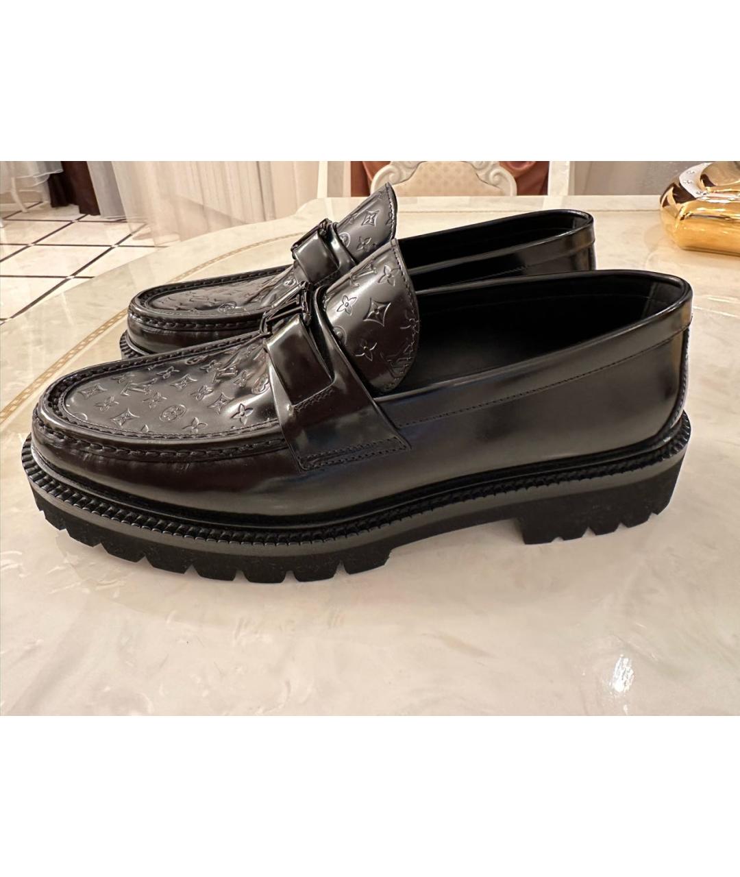 LOUIS VUITTON Черные кожаные лоферы, фото 8