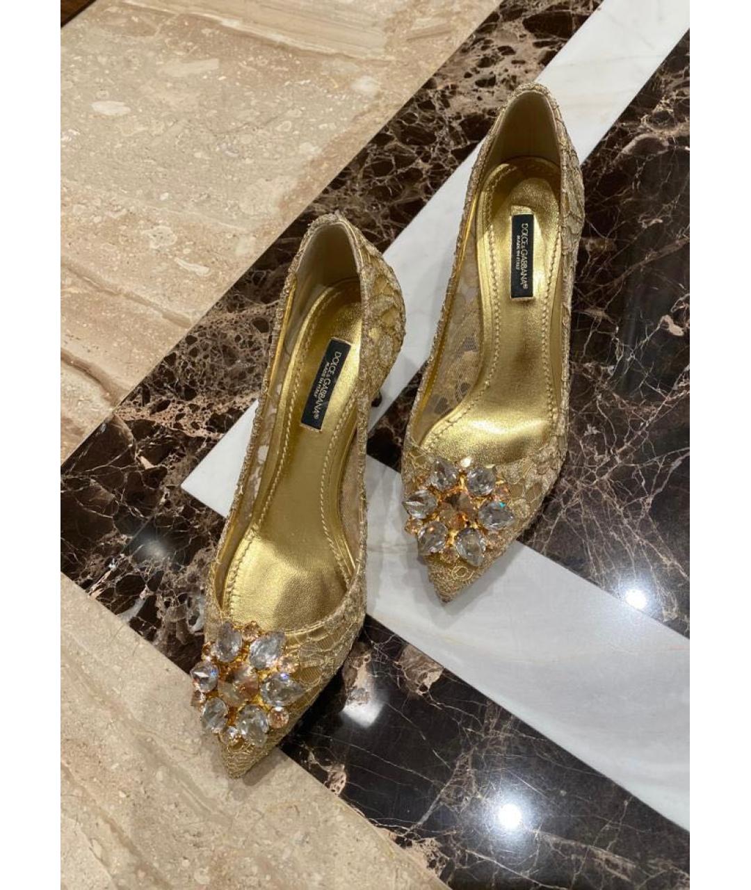 DOLCE&GABBANA Золотые текстильные туфли, фото 2