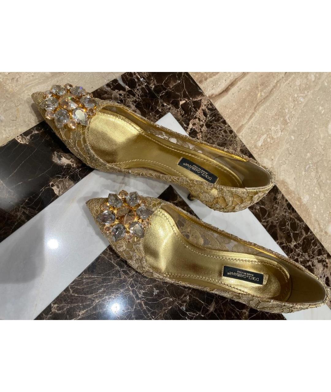 DOLCE&GABBANA Золотые текстильные туфли, фото 3