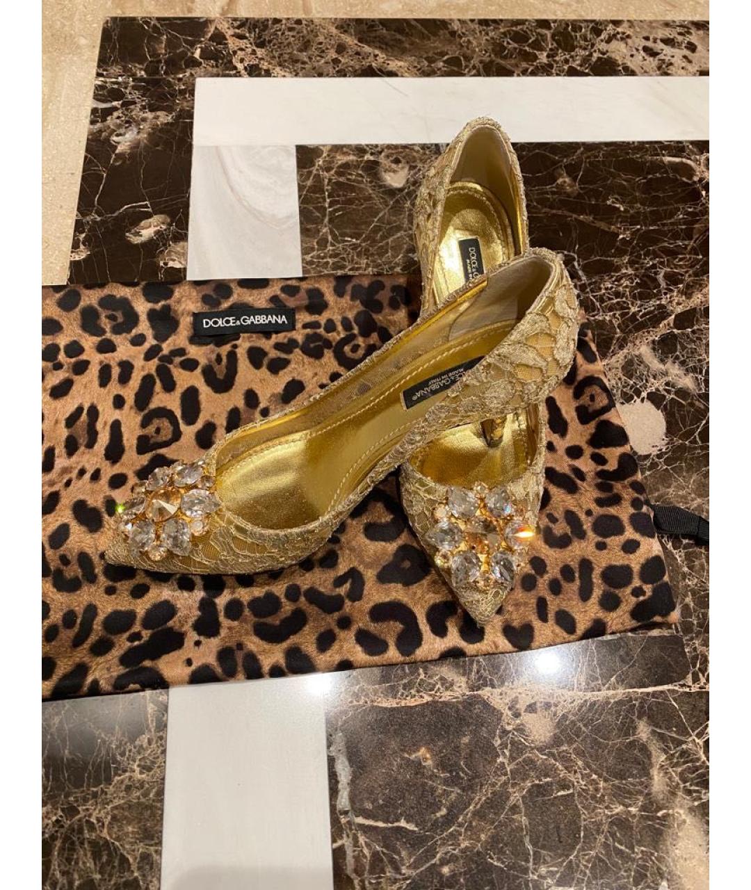 DOLCE&GABBANA Золотые текстильные туфли, фото 6