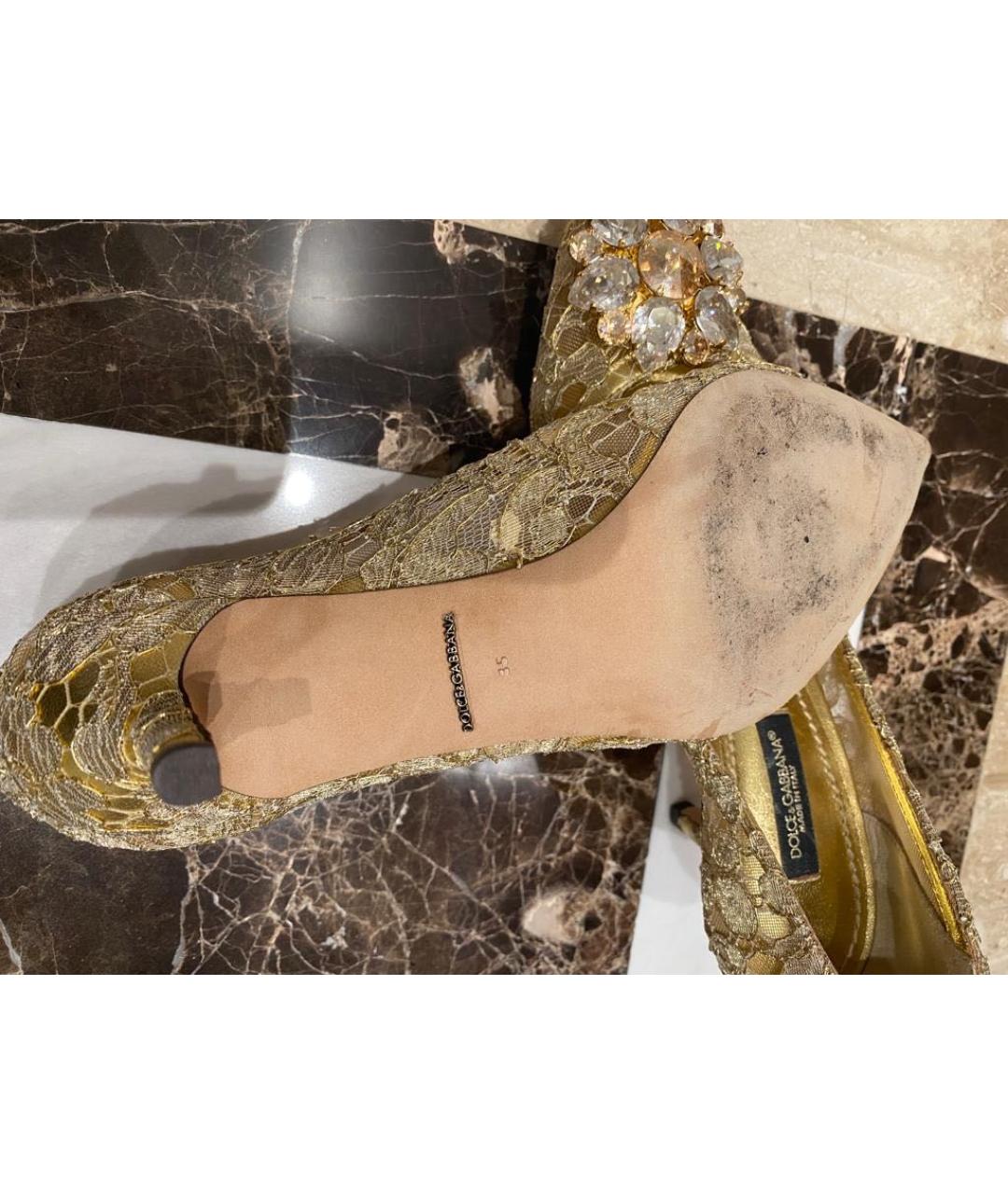 DOLCE&GABBANA Золотые текстильные туфли, фото 7