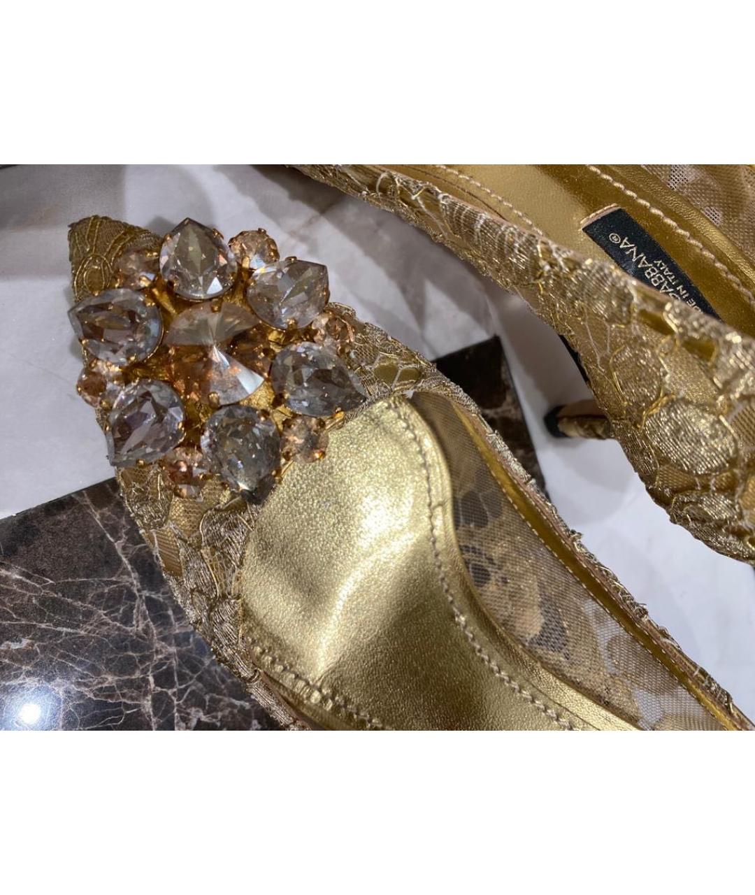 DOLCE&GABBANA Золотые текстильные туфли, фото 5