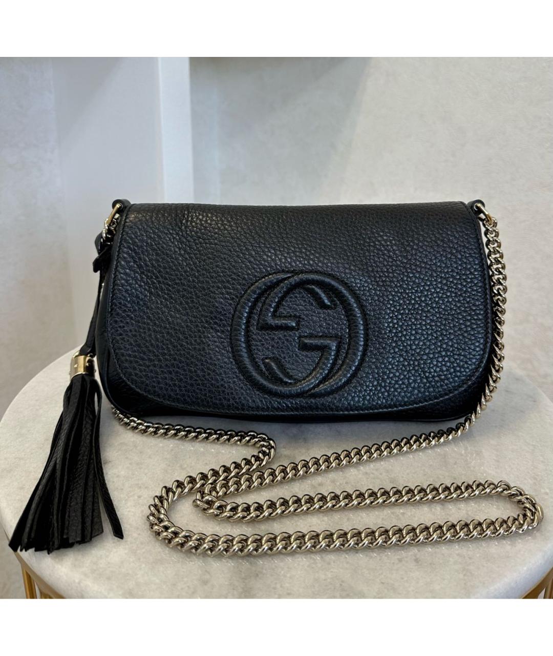 GUCCI Черная кожаная сумка через плечо, фото 2