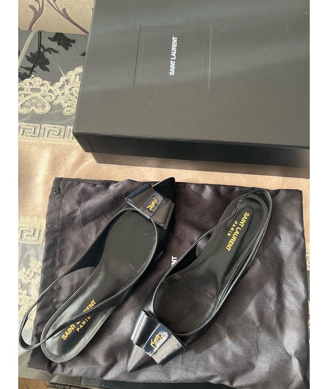 SAINT LAURENT Черные кожаные мюли, фото 2