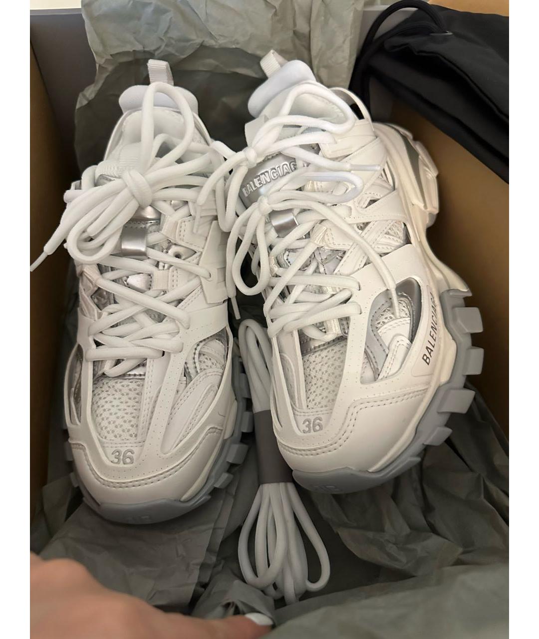 BALENCIAGA Белые кожаные кроссовки, фото 6